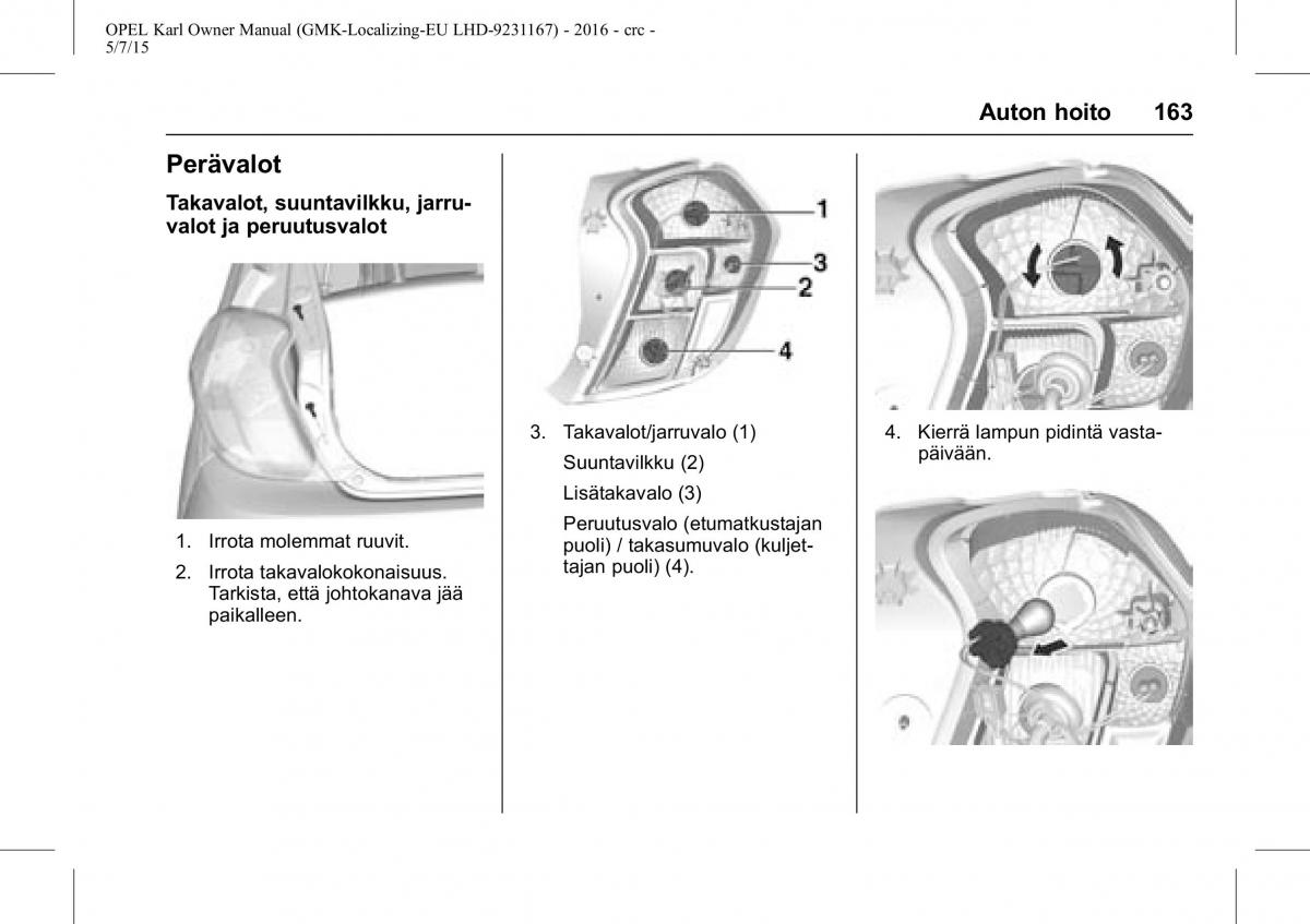 Opel Karl owners manual / page 164