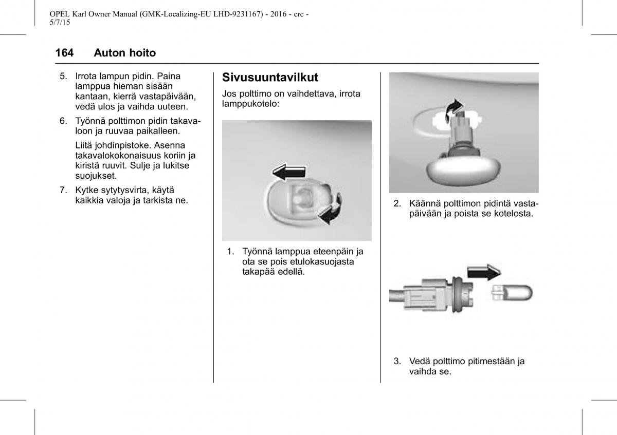 Opel Karl owners manual / page 165