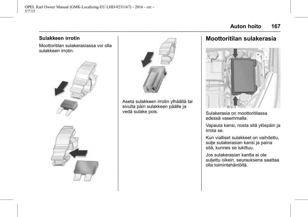 Opel Karl owners manual / page 168