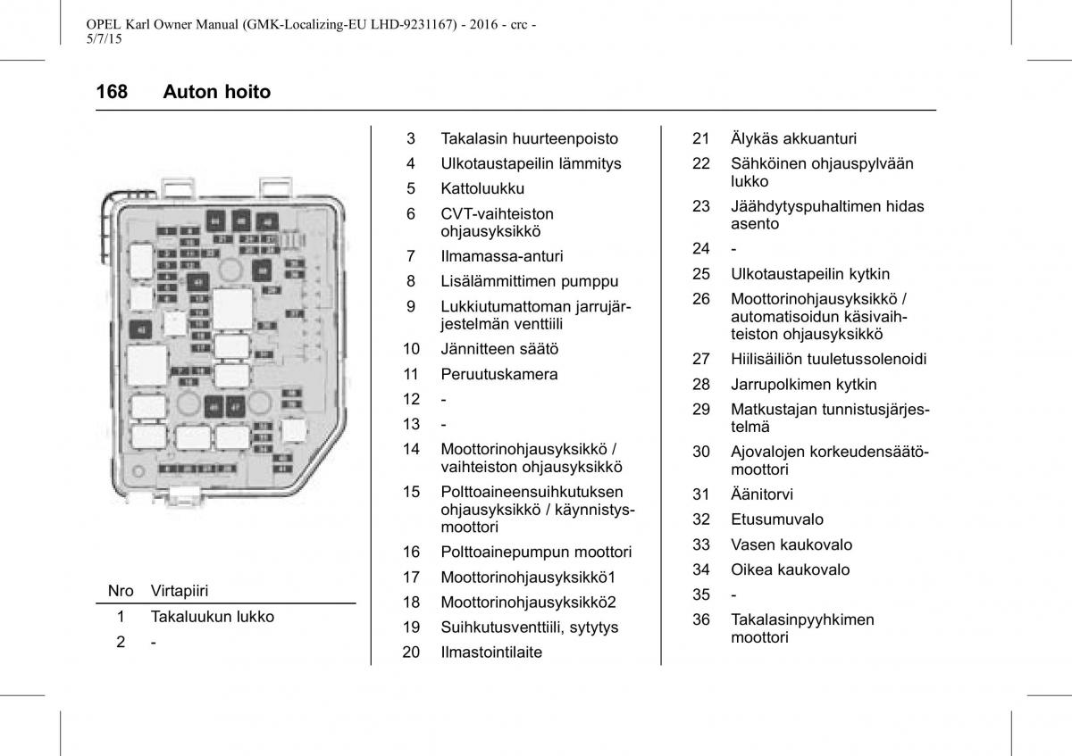 Opel Karl owners manual / page 169