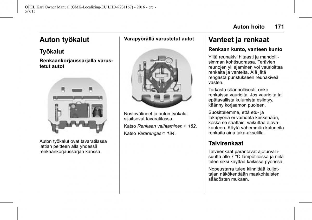 Opel Karl owners manual / page 172