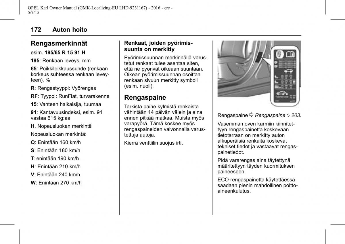 Opel Karl owners manual / page 173