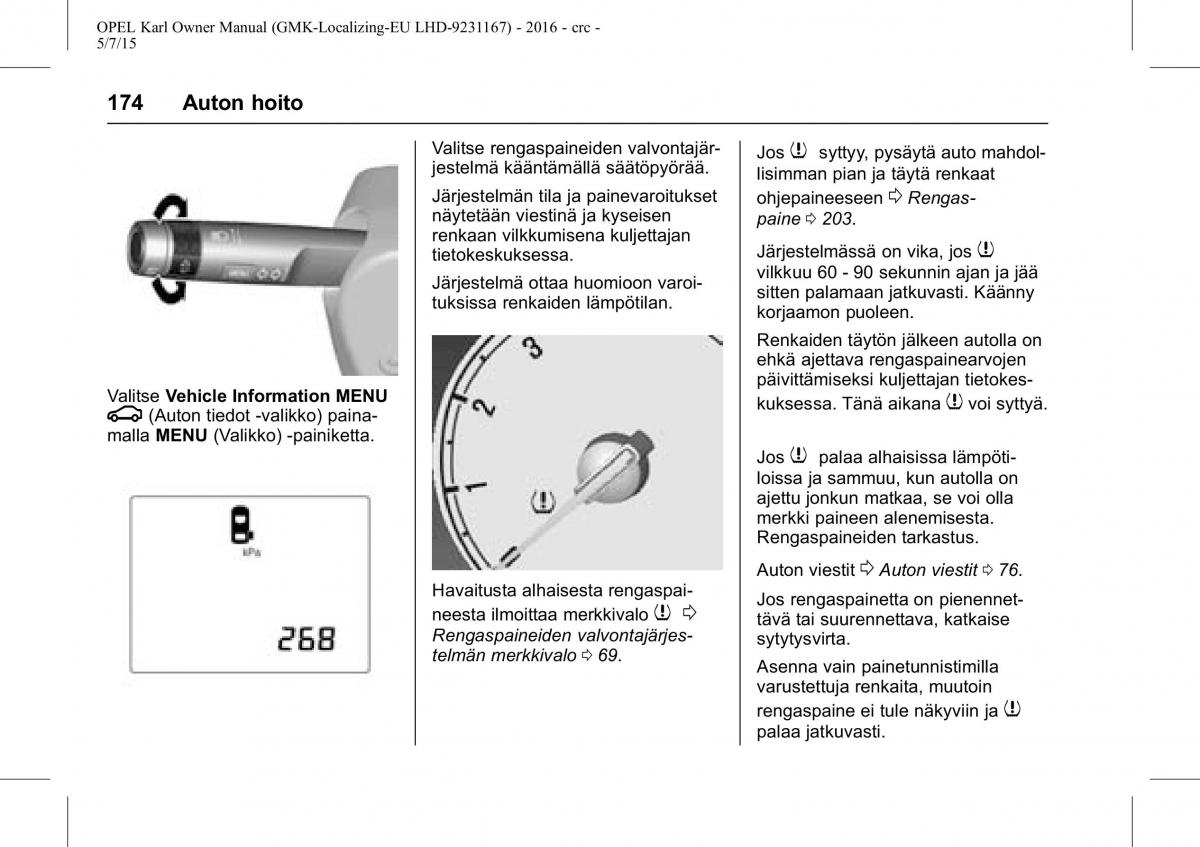 Opel Karl owners manual / page 175