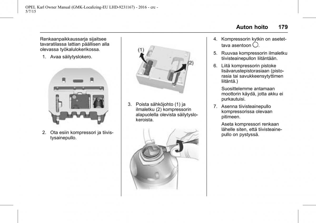 Opel Karl owners manual / page 180