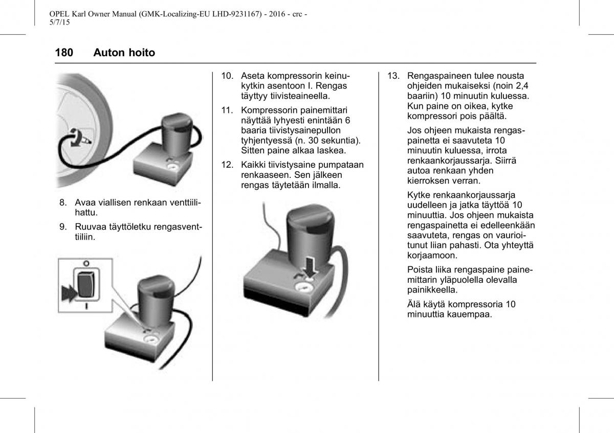 Opel Karl owners manual / page 181