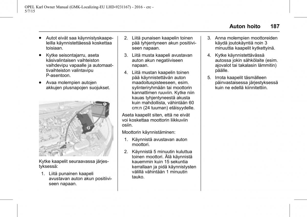 Opel Karl owners manual / page 188