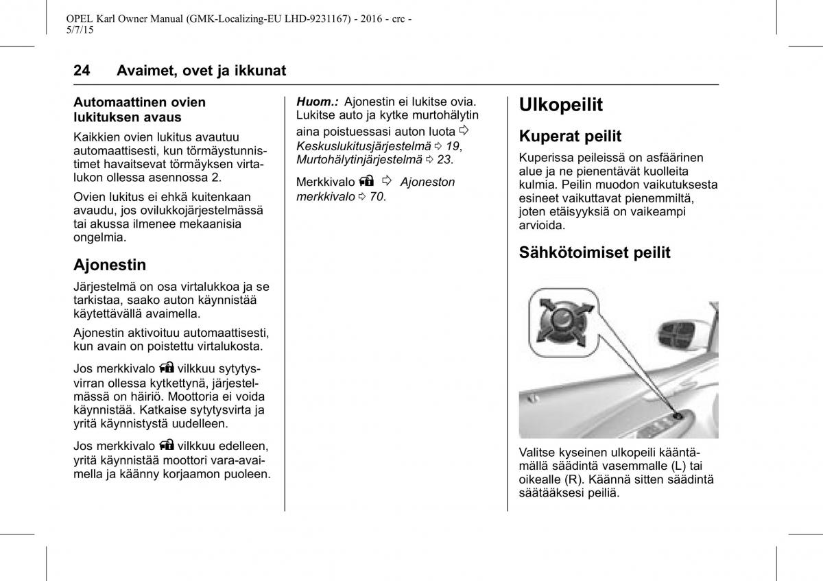 Opel Karl owners manual / page 25