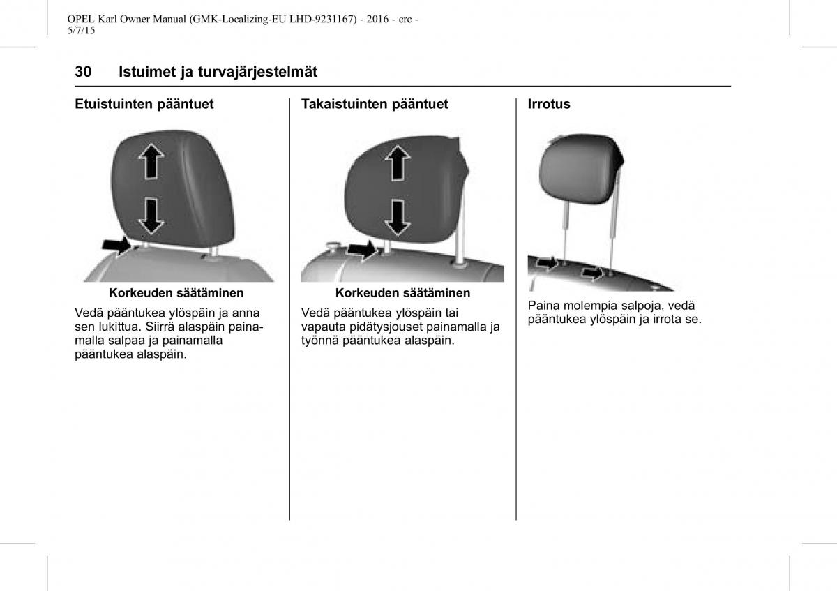 Opel Karl owners manual / page 31