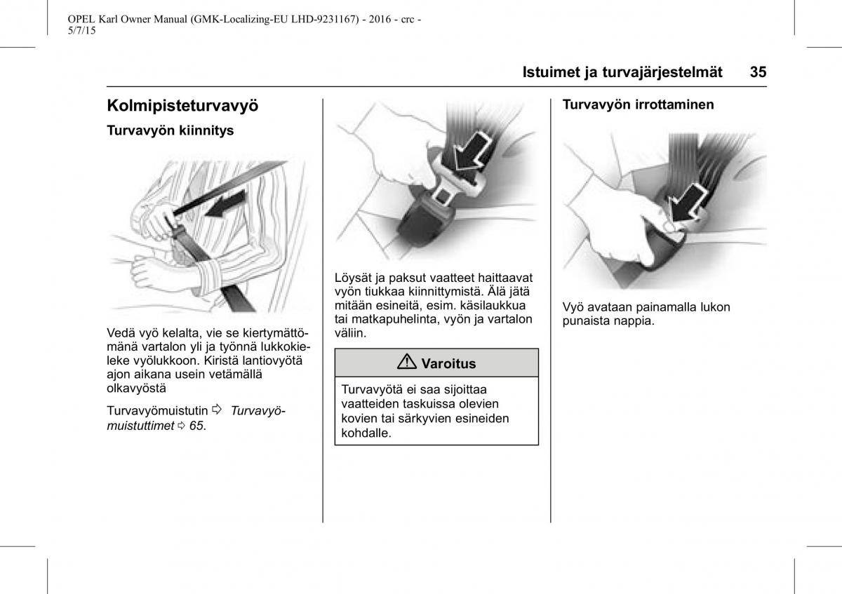 Opel Karl owners manual / page 36