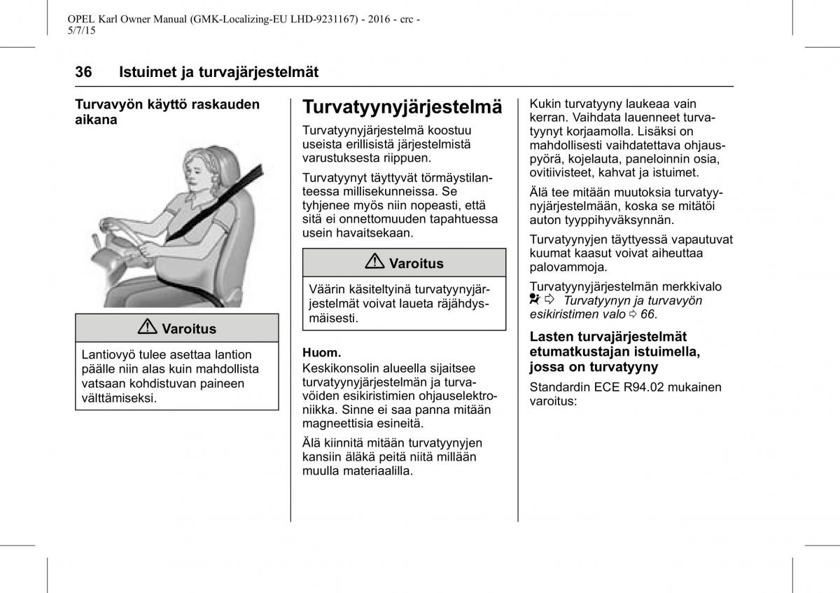 Opel Karl owners manual / page 37