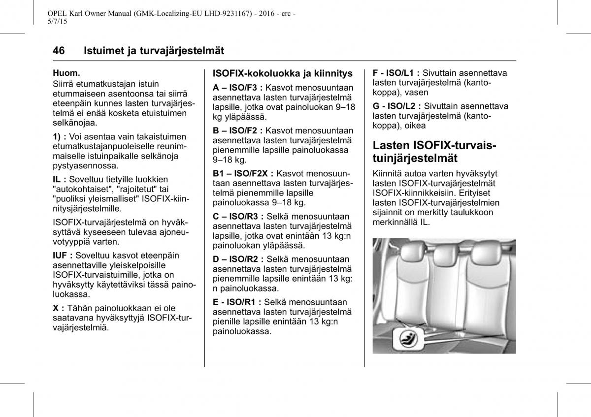 Opel Karl owners manual / page 47
