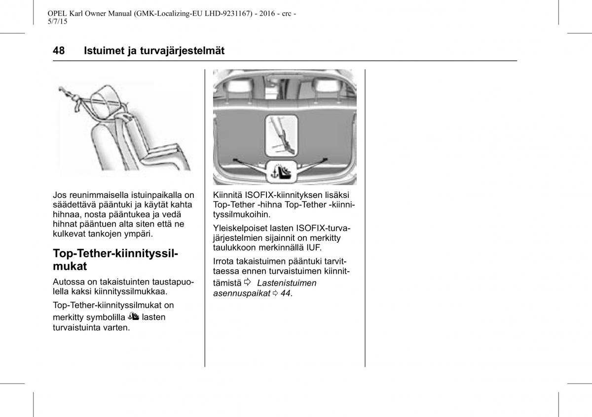 Opel Karl owners manual / page 49