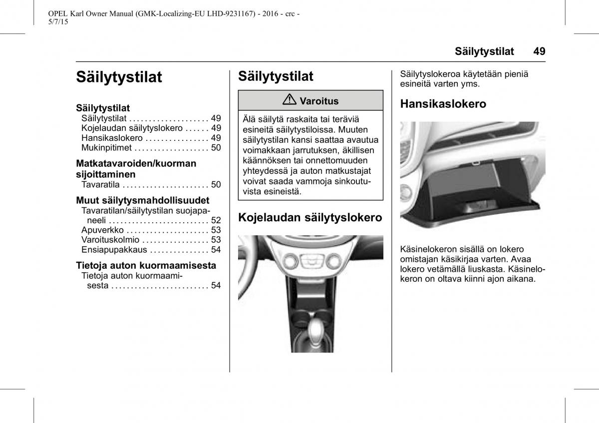 Opel Karl owners manual / page 50