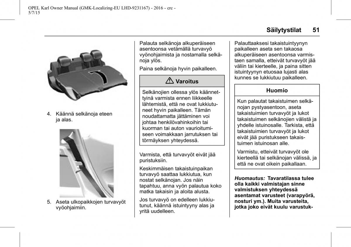 Opel Karl owners manual / page 52