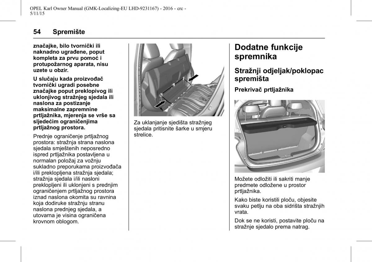 Opel Karl vlasnicko uputstvo / page 55