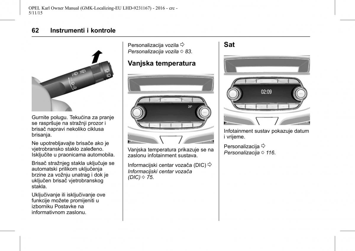 Opel Karl vlasnicko uputstvo / page 63