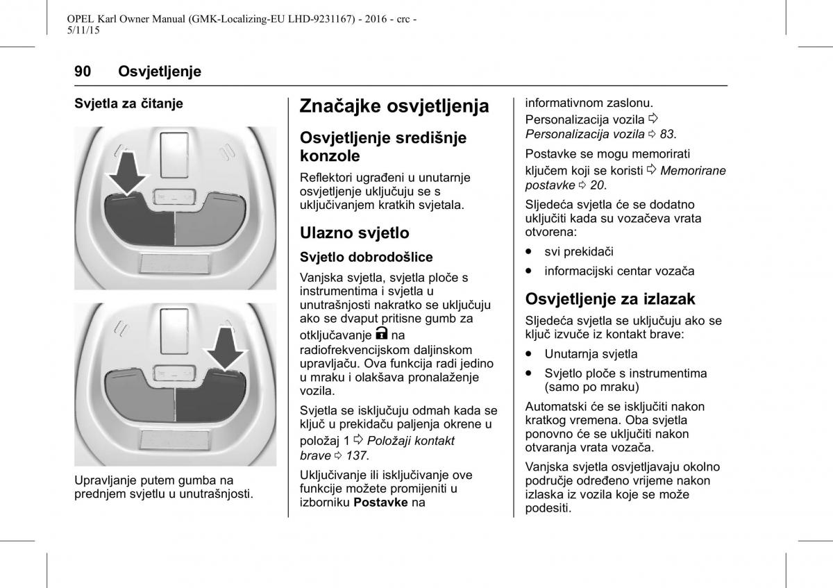 Opel Karl vlasnicko uputstvo / page 91