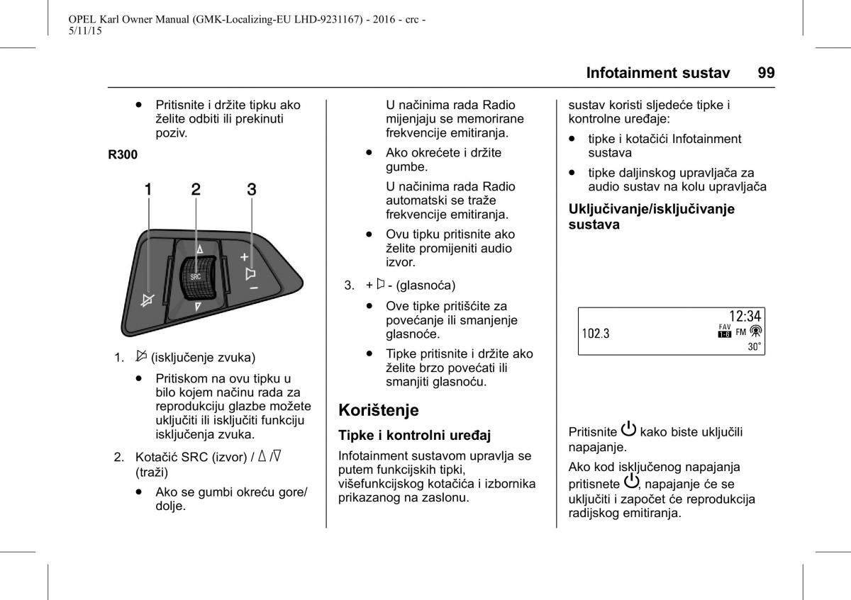 Opel Karl vlasnicko uputstvo / page 100