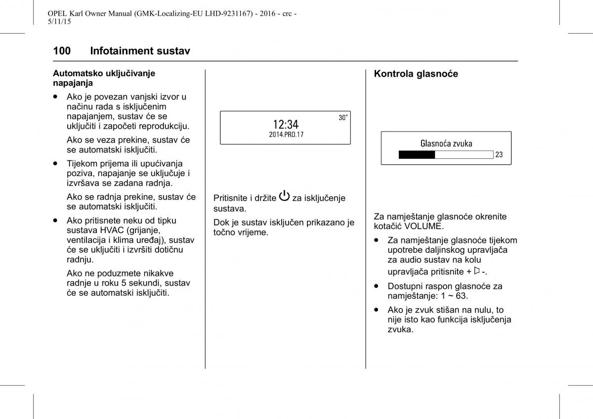 Opel Karl vlasnicko uputstvo / page 101