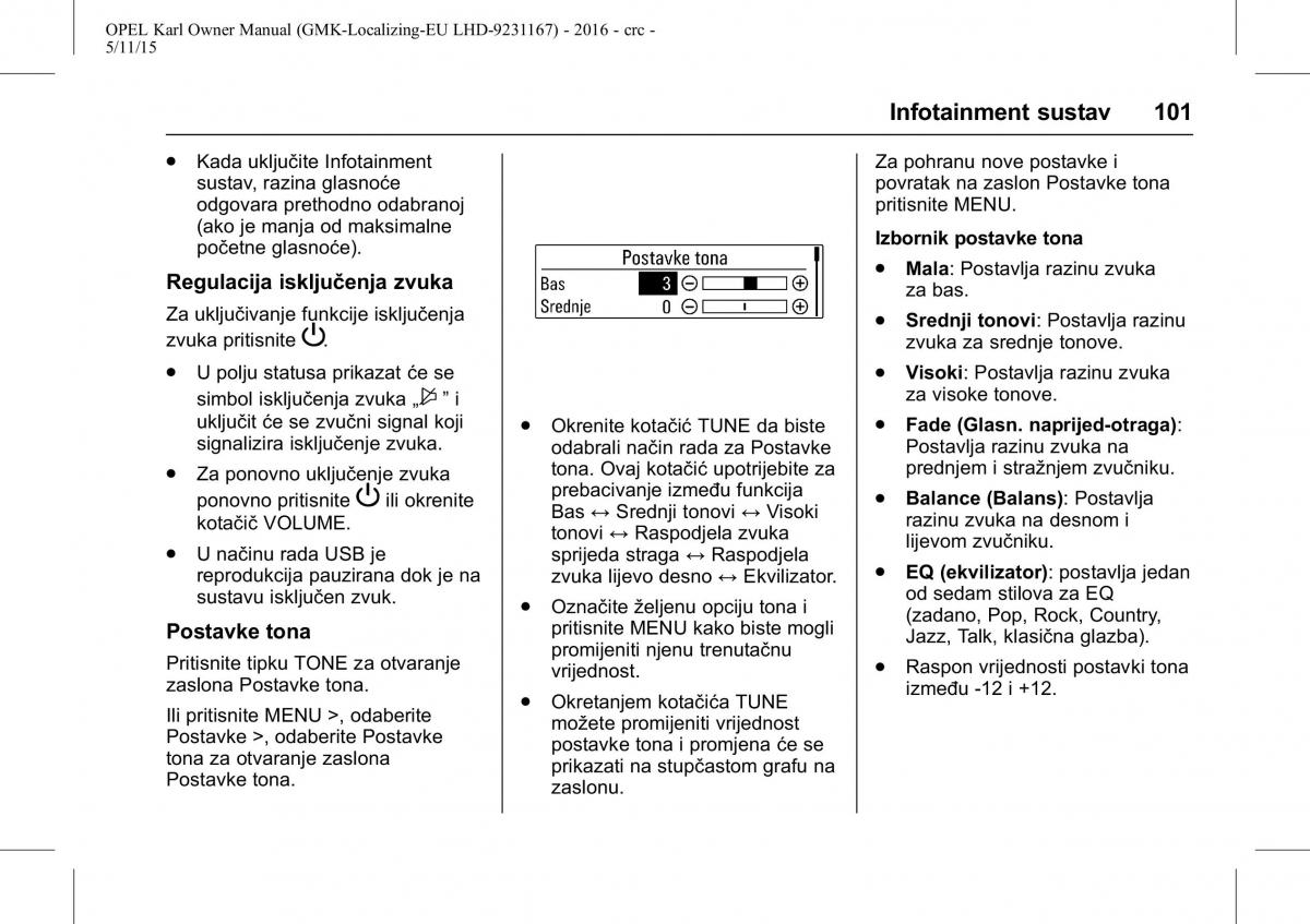 Opel Karl vlasnicko uputstvo / page 102