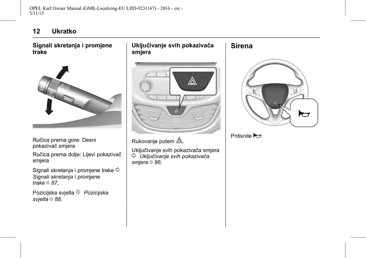 Opel Karl vlasnicko uputstvo / page 13