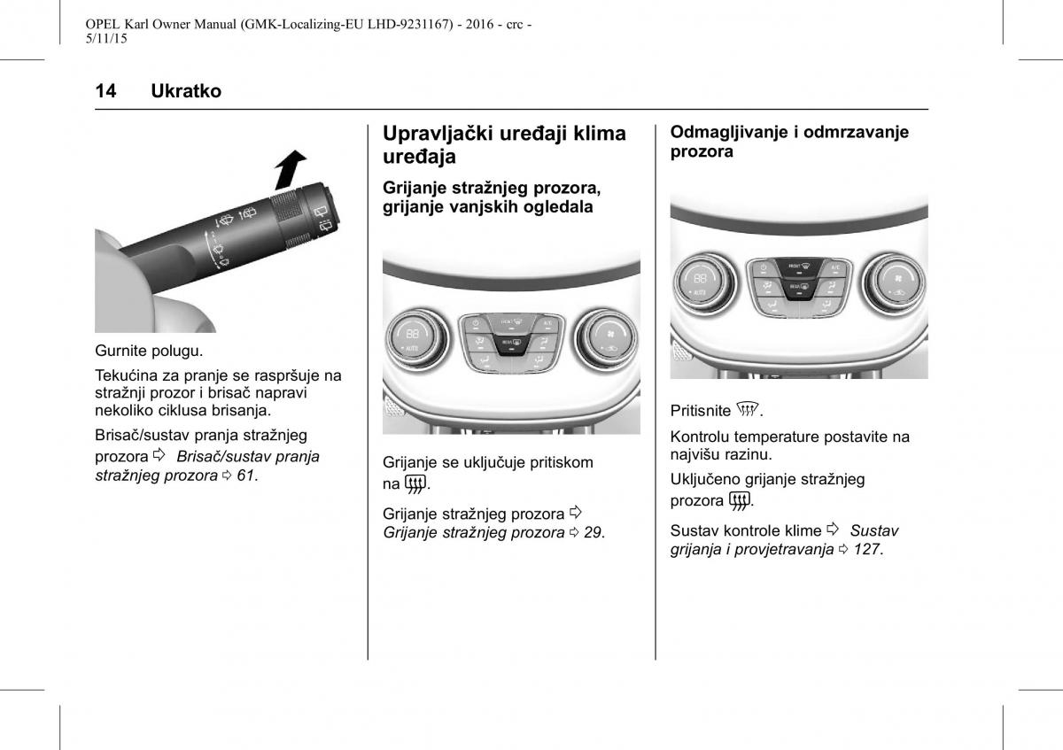 Opel Karl vlasnicko uputstvo / page 15