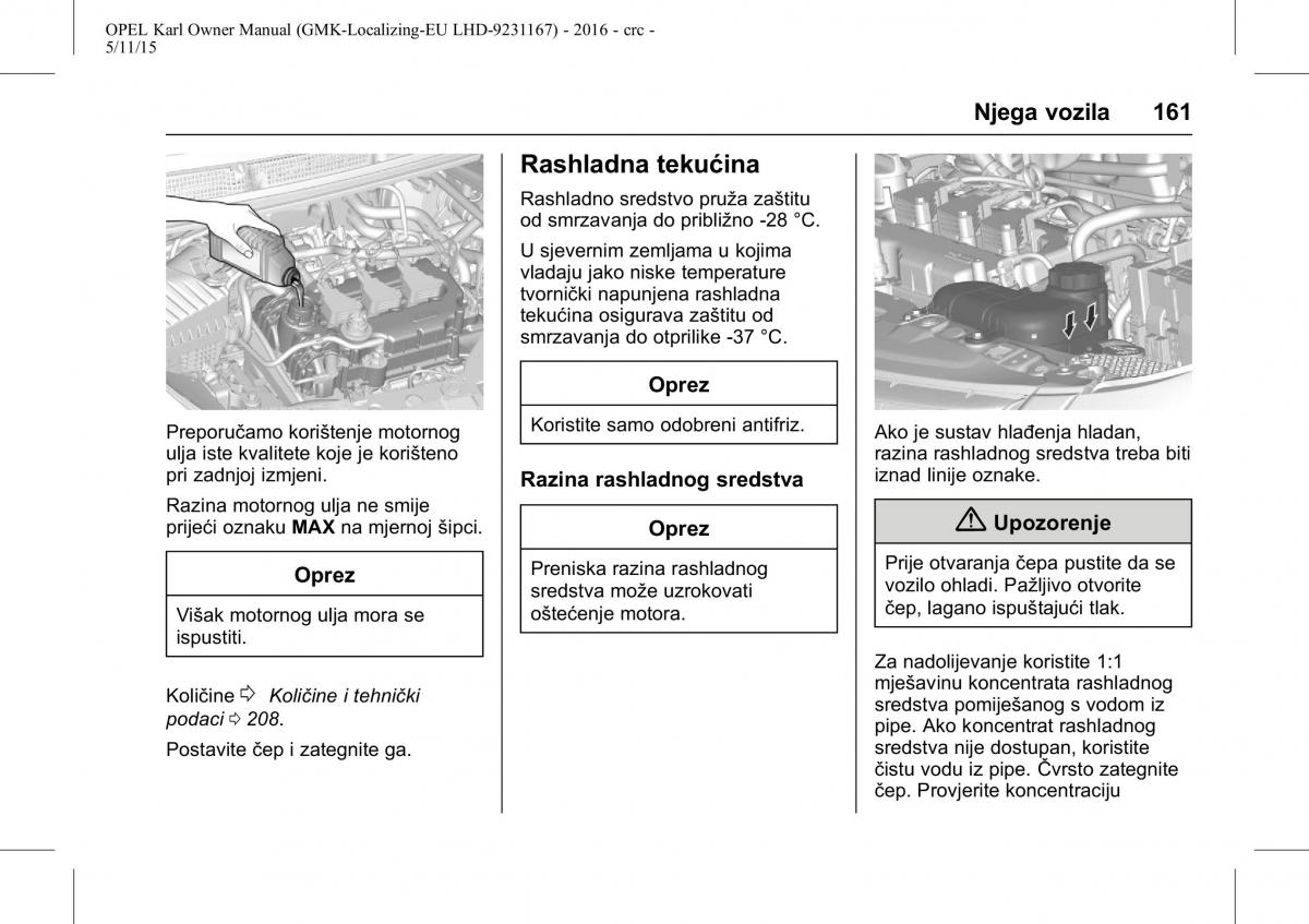 Opel Karl vlasnicko uputstvo / page 162