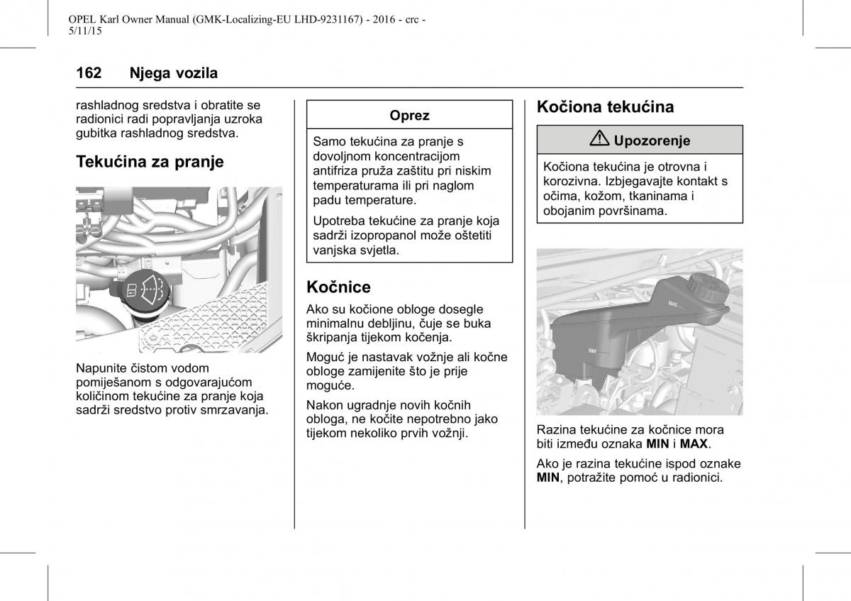 Opel Karl vlasnicko uputstvo / page 163