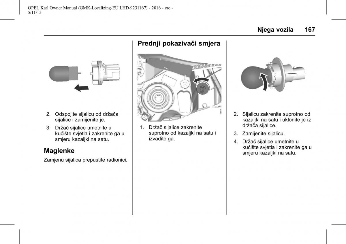 Opel Karl vlasnicko uputstvo / page 168