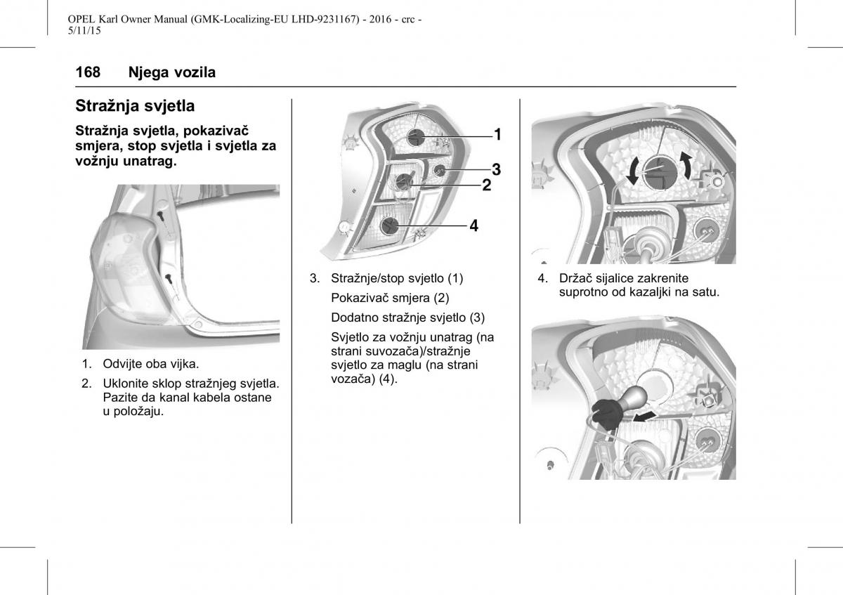 Opel Karl vlasnicko uputstvo / page 169