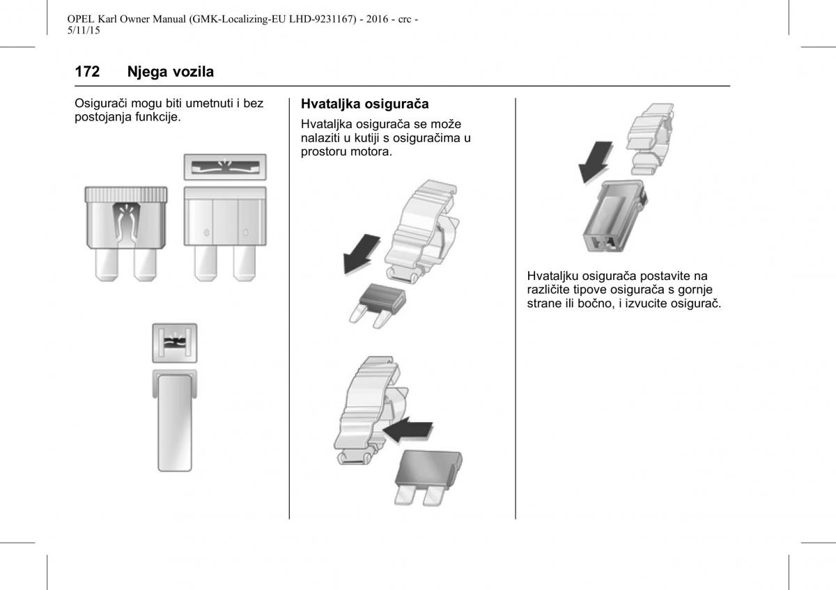 Opel Karl vlasnicko uputstvo / page 173