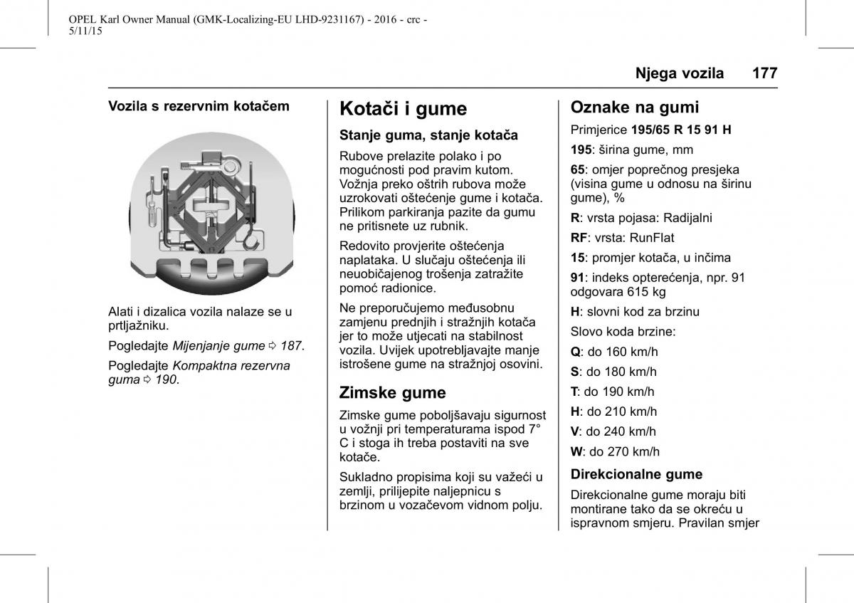 Opel Karl vlasnicko uputstvo / page 178