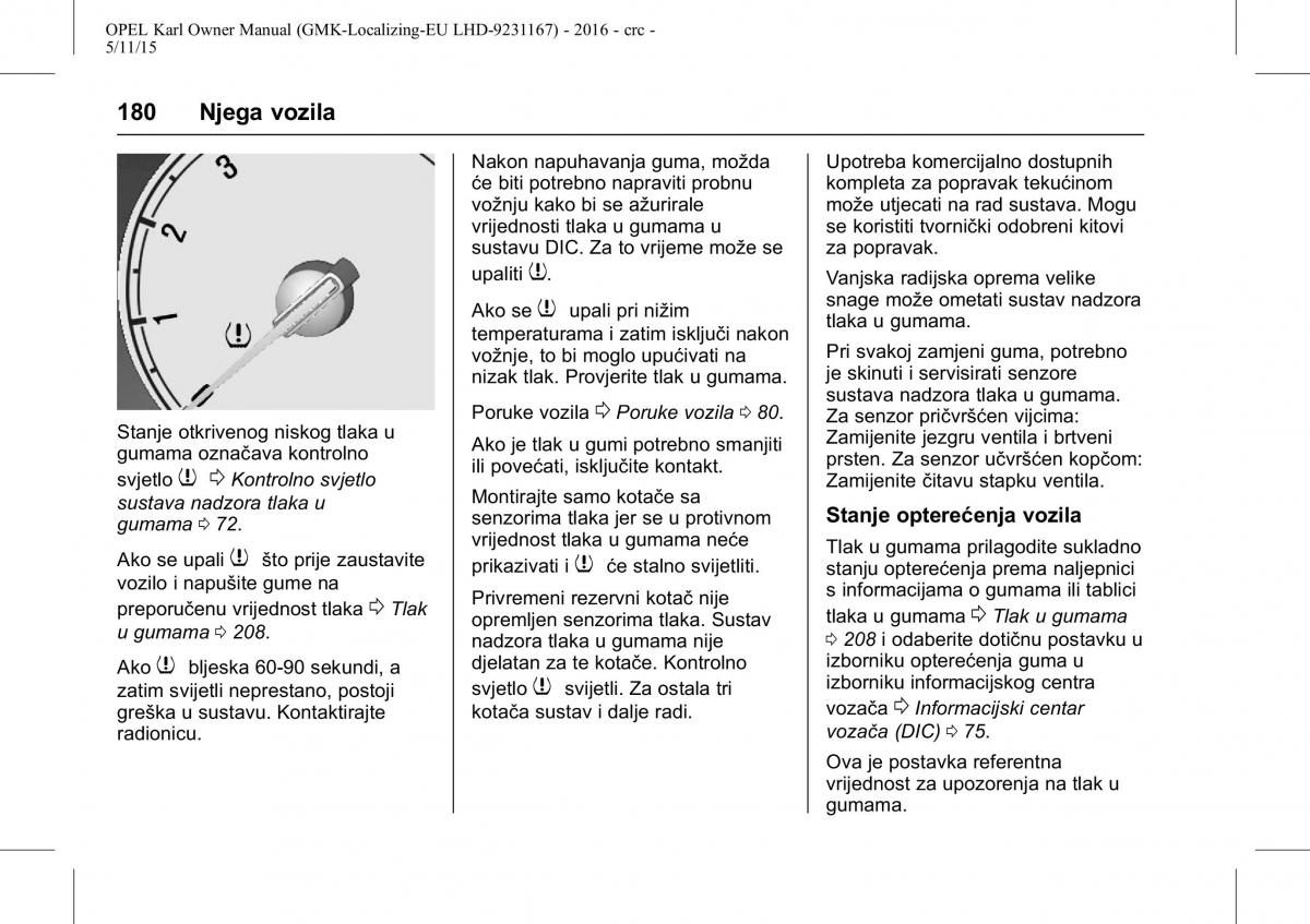 Opel Karl vlasnicko uputstvo / page 181