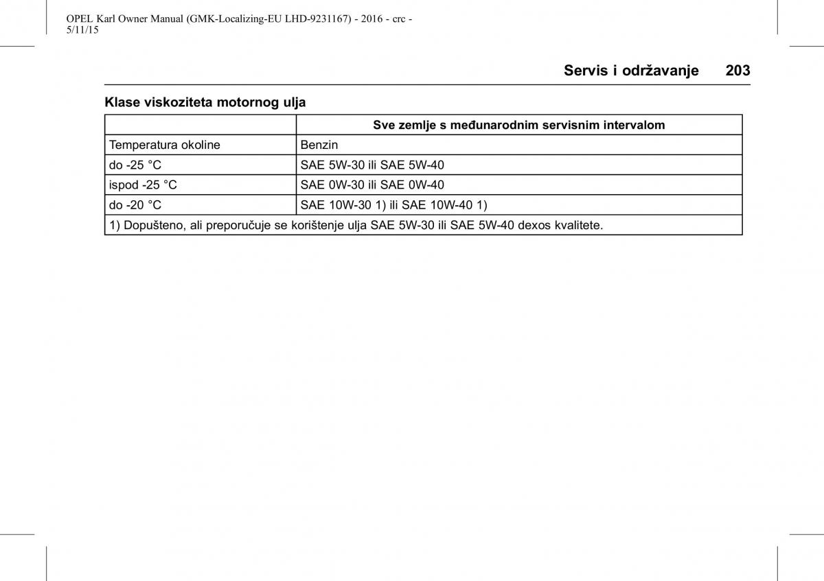 Opel Karl vlasnicko uputstvo / page 204