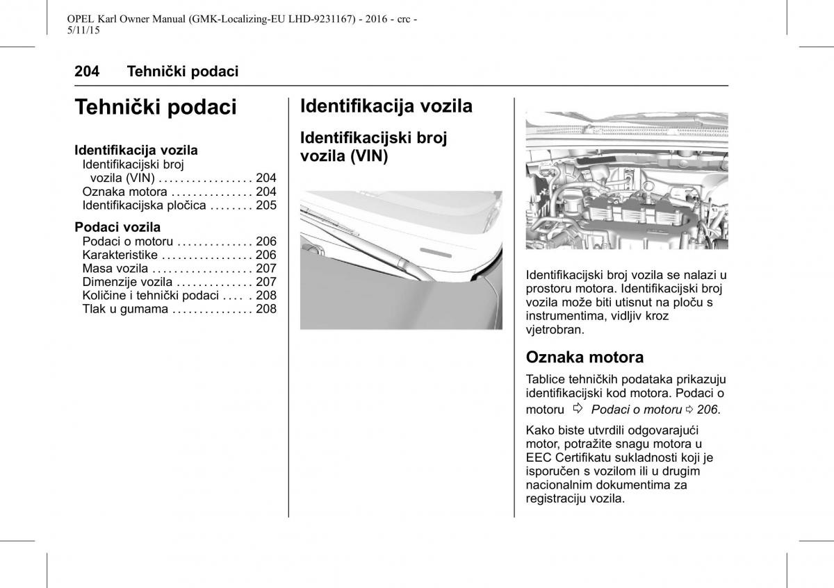 Opel Karl vlasnicko uputstvo / page 205