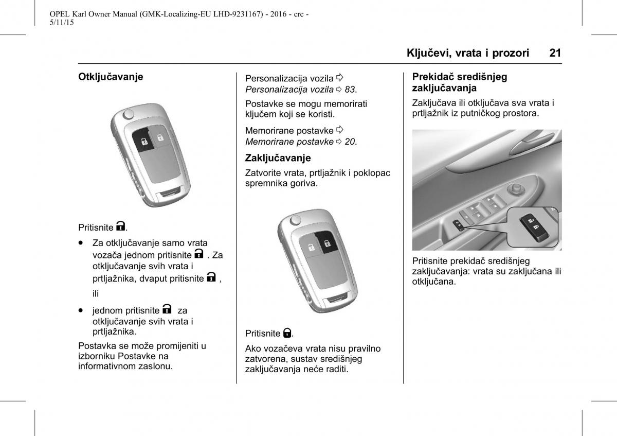 Opel Karl vlasnicko uputstvo / page 22