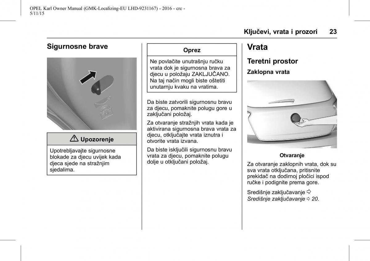 Opel Karl vlasnicko uputstvo / page 24