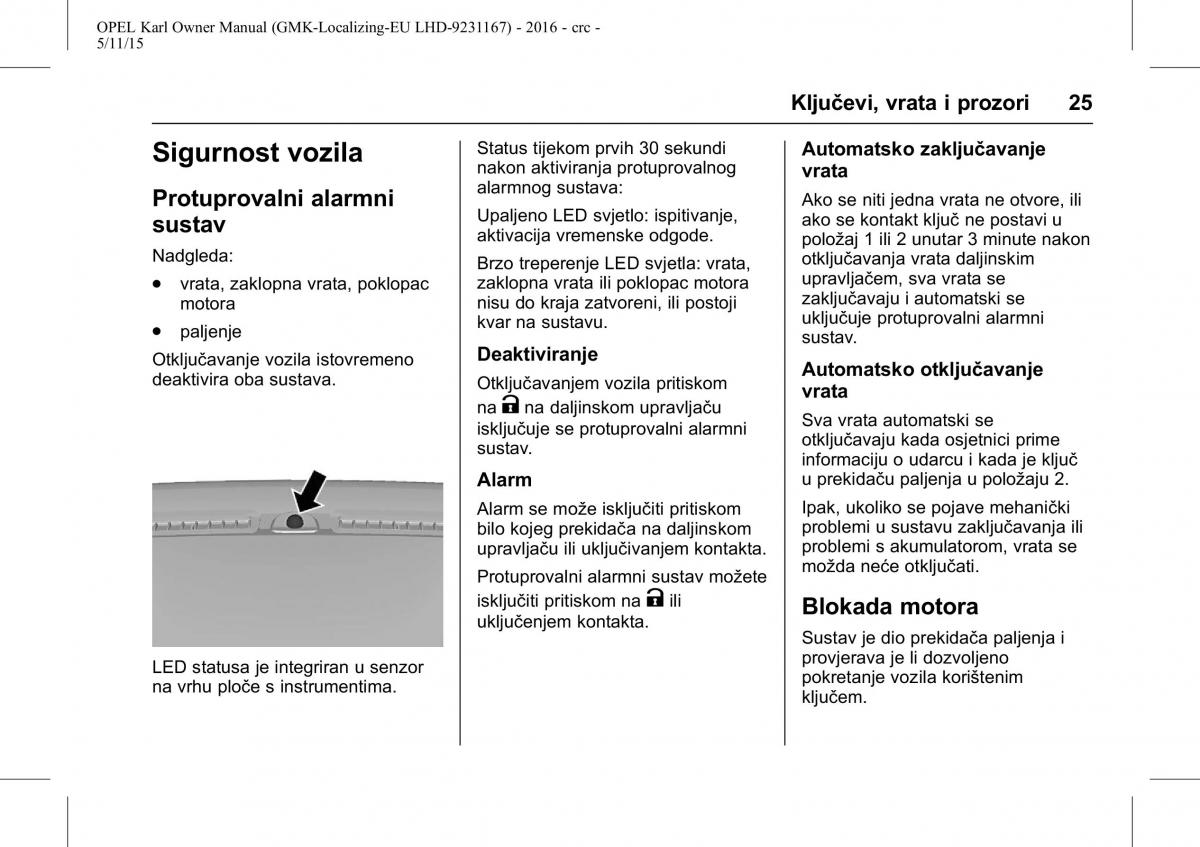 Opel Karl vlasnicko uputstvo / page 26