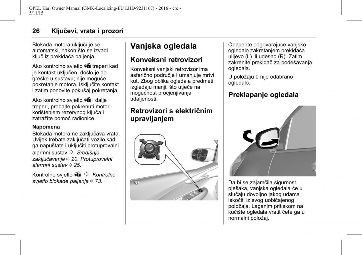 Opel Karl vlasnicko uputstvo / page 27