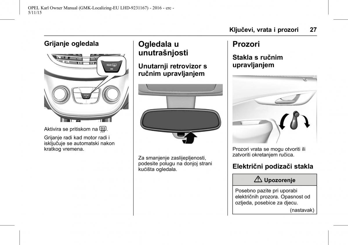 Opel Karl vlasnicko uputstvo / page 28