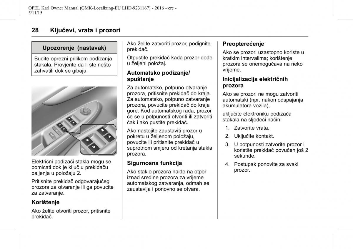 Opel Karl vlasnicko uputstvo / page 29