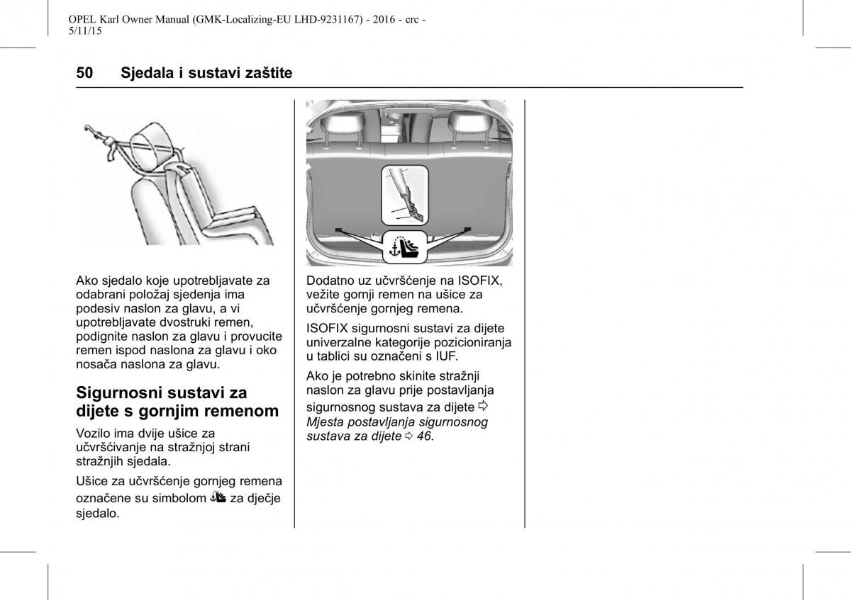 Opel Karl vlasnicko uputstvo / page 51