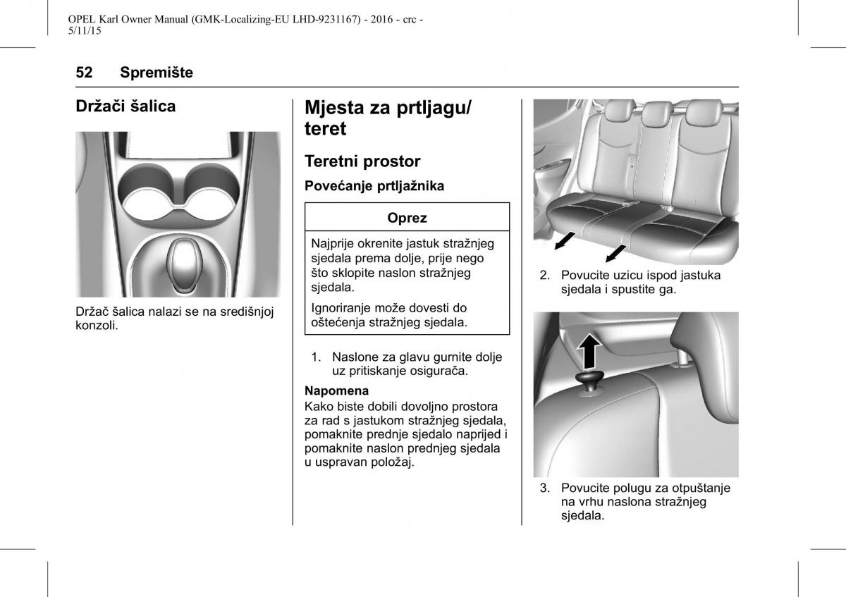 Opel Karl vlasnicko uputstvo / page 53