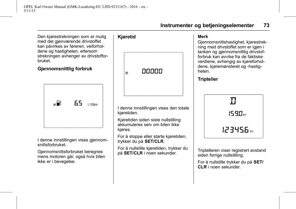 Opel Karl bruksanvisningen / page 74