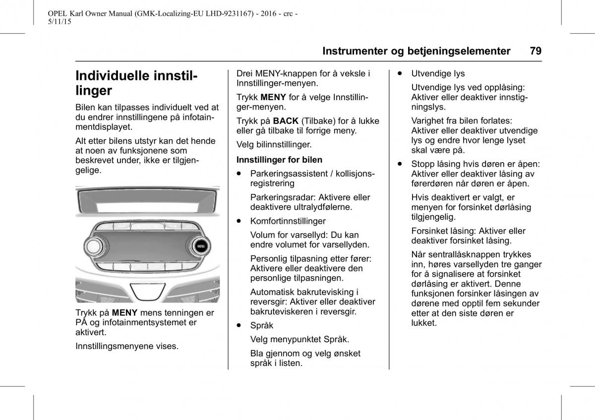 Opel Karl bruksanvisningen / page 80