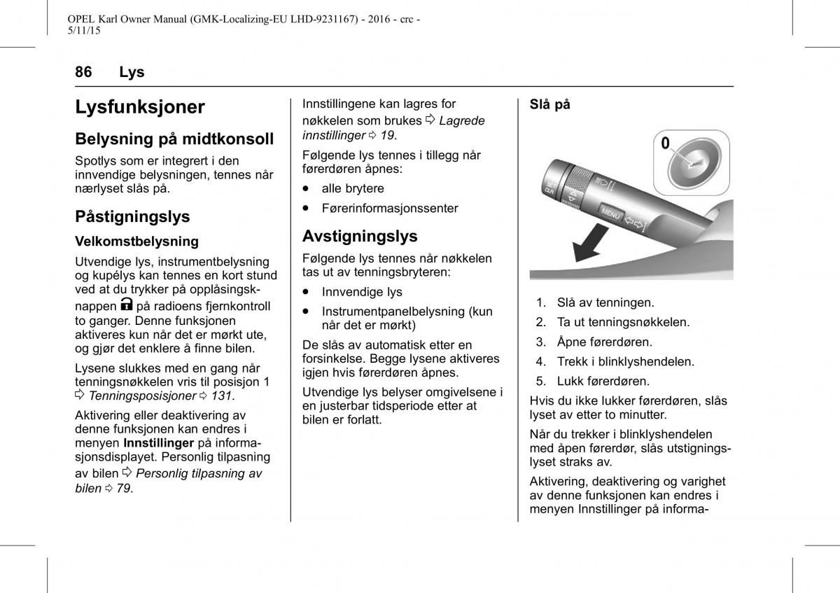 Opel Karl bruksanvisningen / page 87