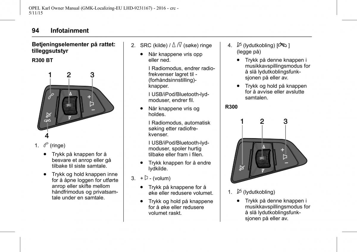 Opel Karl bruksanvisningen / page 95