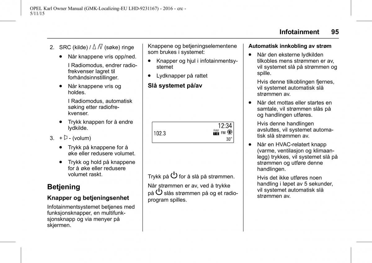 Opel Karl bruksanvisningen / page 96