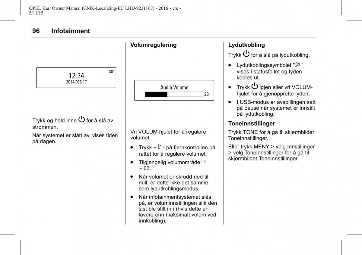 Opel Karl bruksanvisningen / page 97