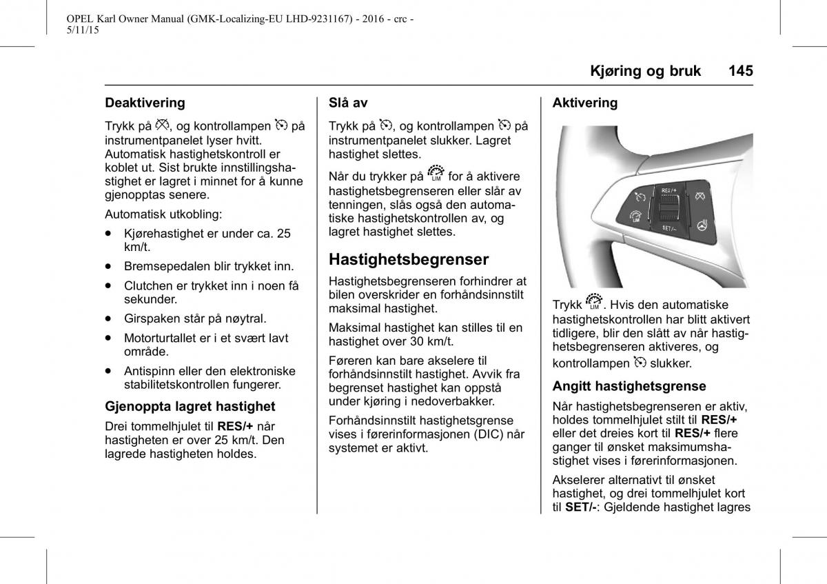 Opel Karl bruksanvisningen / page 146